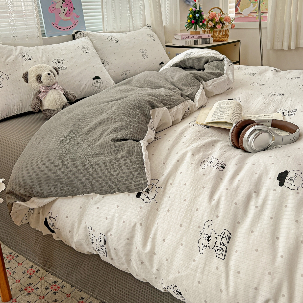 91家纺网 家纺一手货源 找家纺 王朝国际 2026新款A类彩竺棉印花四件套 心动汪