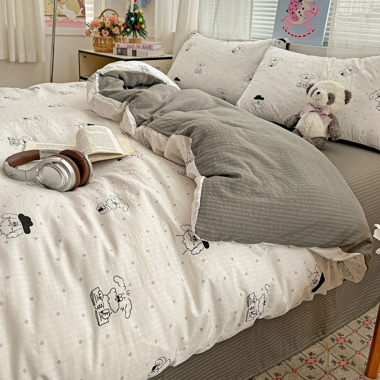 91家纺网 家纺一手货源 找家纺 王朝国际 2026新款A类彩竺棉印花四件套 心动汪