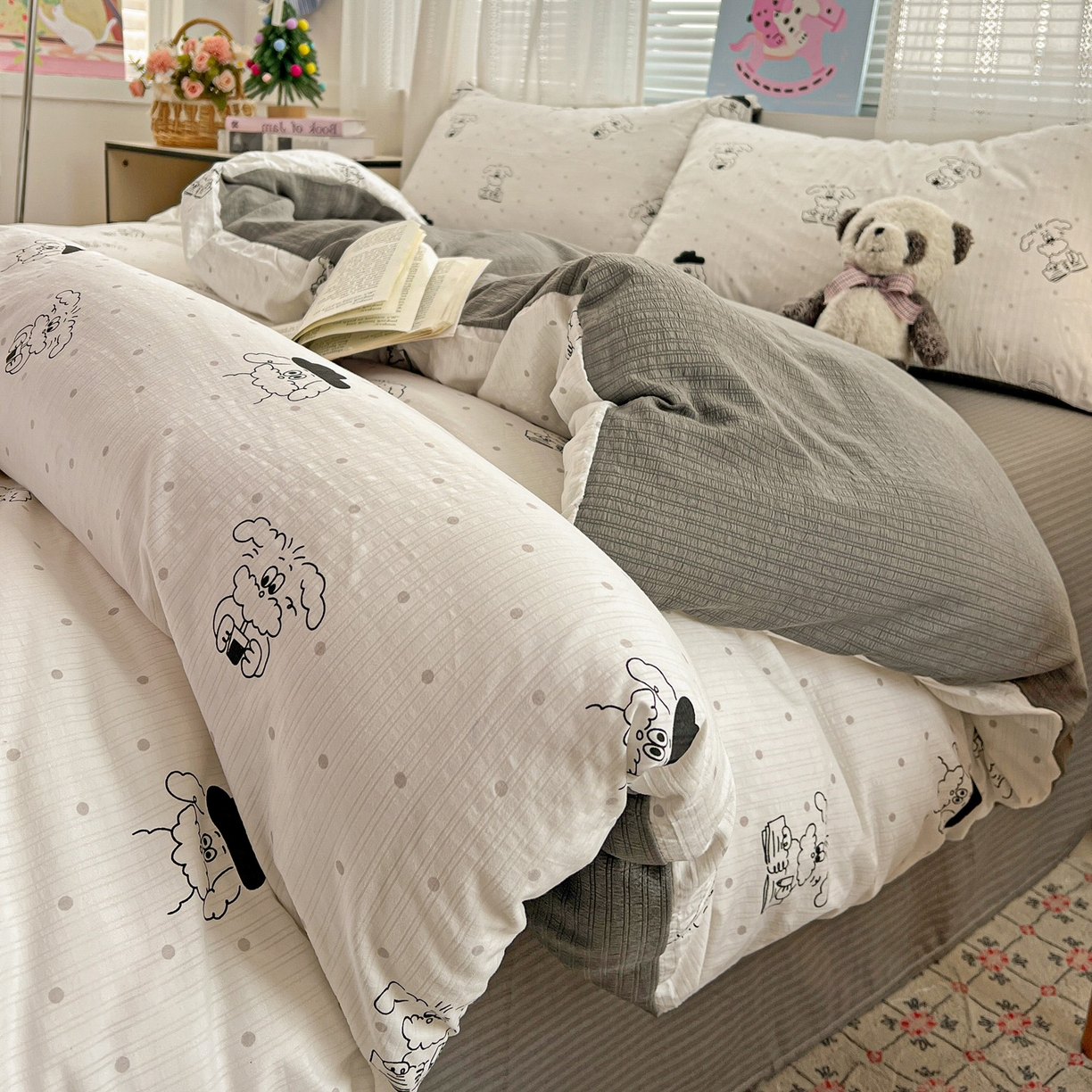 91家纺网 家纺一手货源 找家纺 王朝国际 2026新款A类彩竺棉印花四件套 心动汪