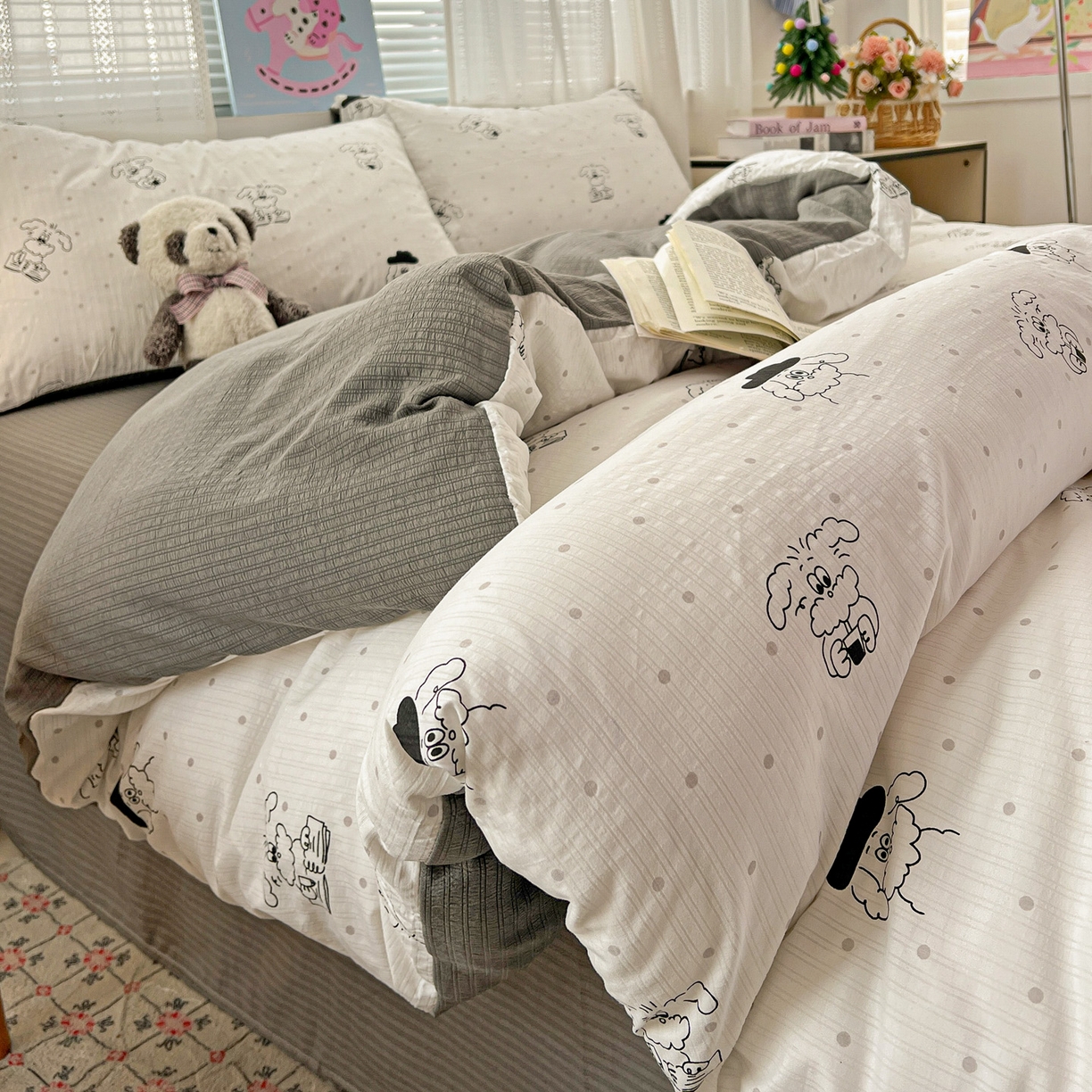 91家纺网 家纺一手货源 找家纺 王朝国际 2026新款A类彩竺棉印花四件套 心动汪