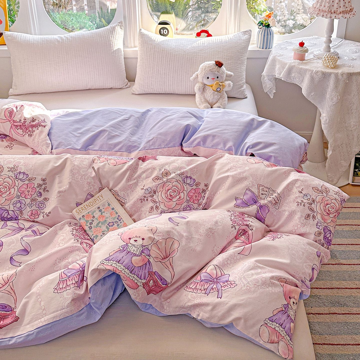 91家纺网 家纺一手货源 找家纺 恩泽家纺 2026新款13372ins全棉印花四件套单品系列-单被套 满香庭