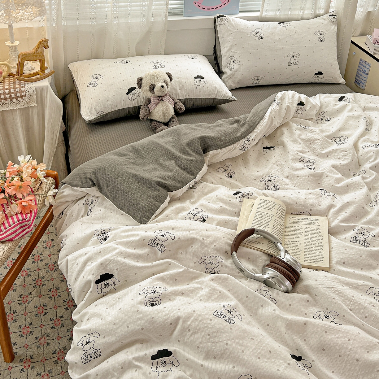 91家纺网 家纺一手货源 找家纺 王朝国际 2026新款A类彩竺棉印花四件套 心动汪