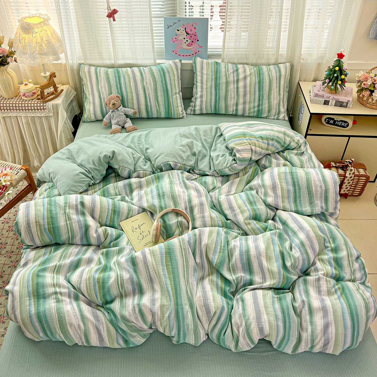 91家纺网 家纺一手货源 找家纺 王朝国际 2026新款A类彩竺棉印花四件套 星极光