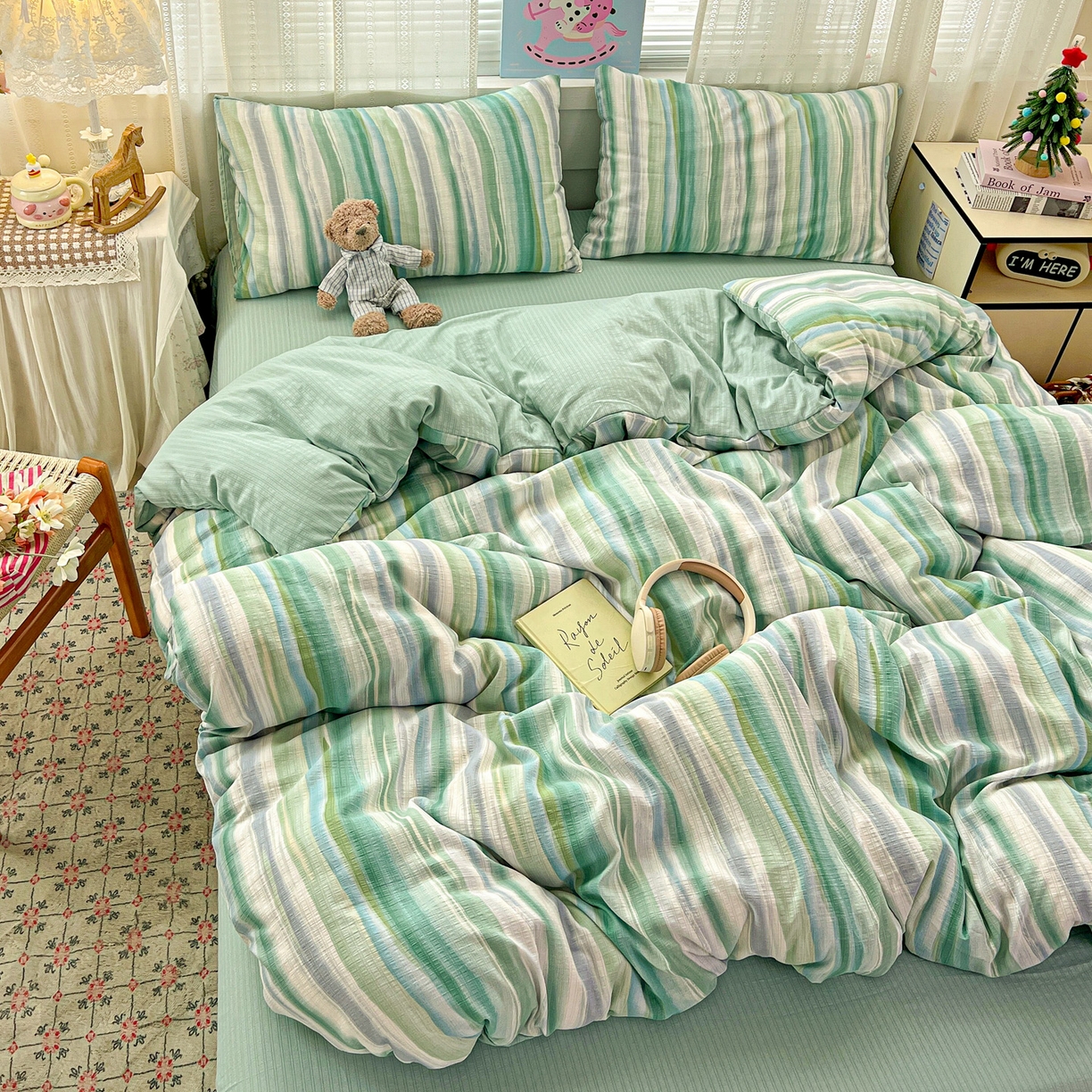 91家纺网 家纺一手货源 找家纺 王朝国际 2026新款A类彩竺棉印花四件套 星极光