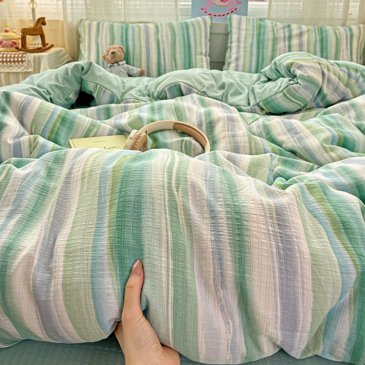 91家纺网 家纺一手货源 找家纺 王朝国际 2026新款A类彩竺棉印花四件套 星极光