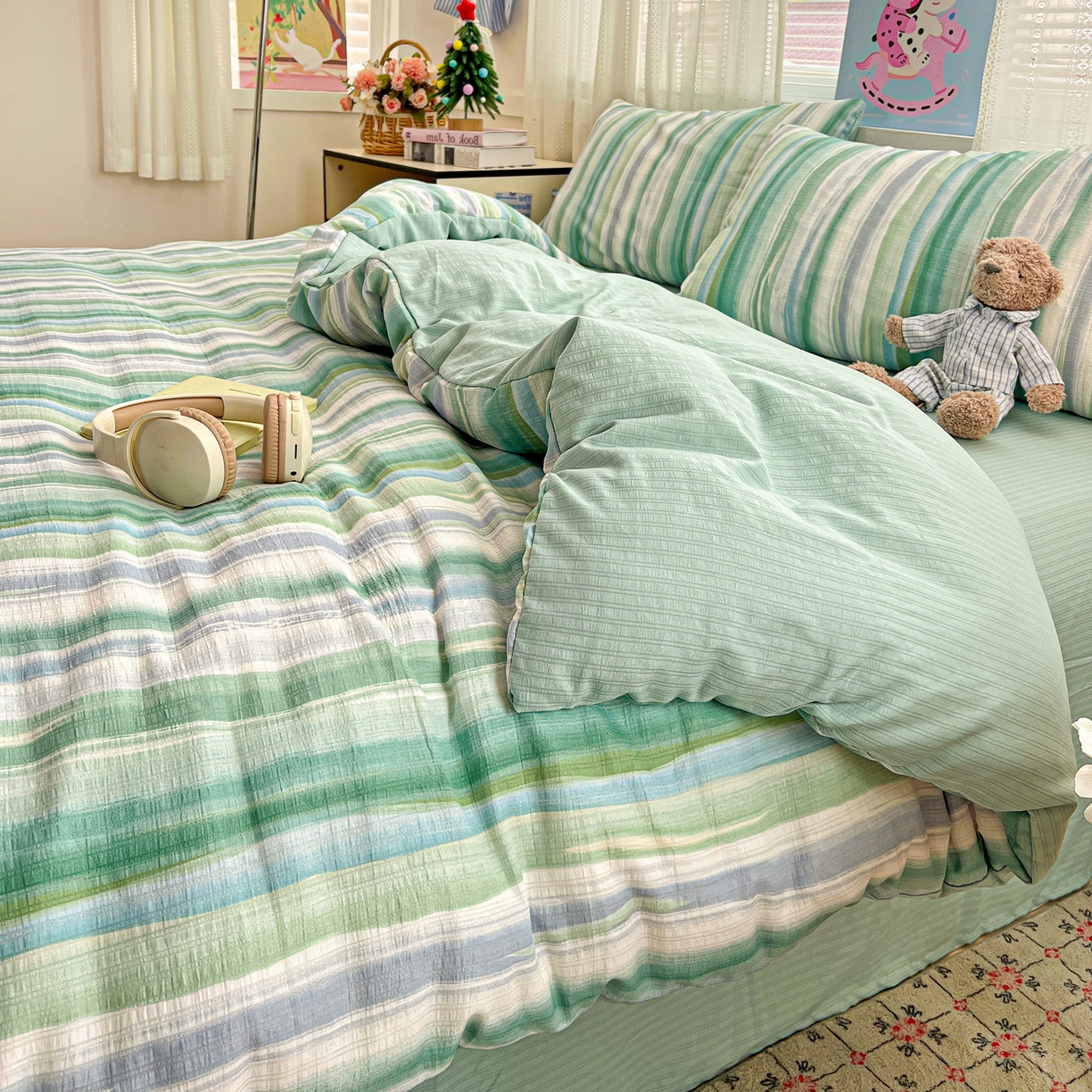 91家纺网 家纺一手货源 找家纺 王朝国际 2026新款A类彩竺棉印花四件套 星极光