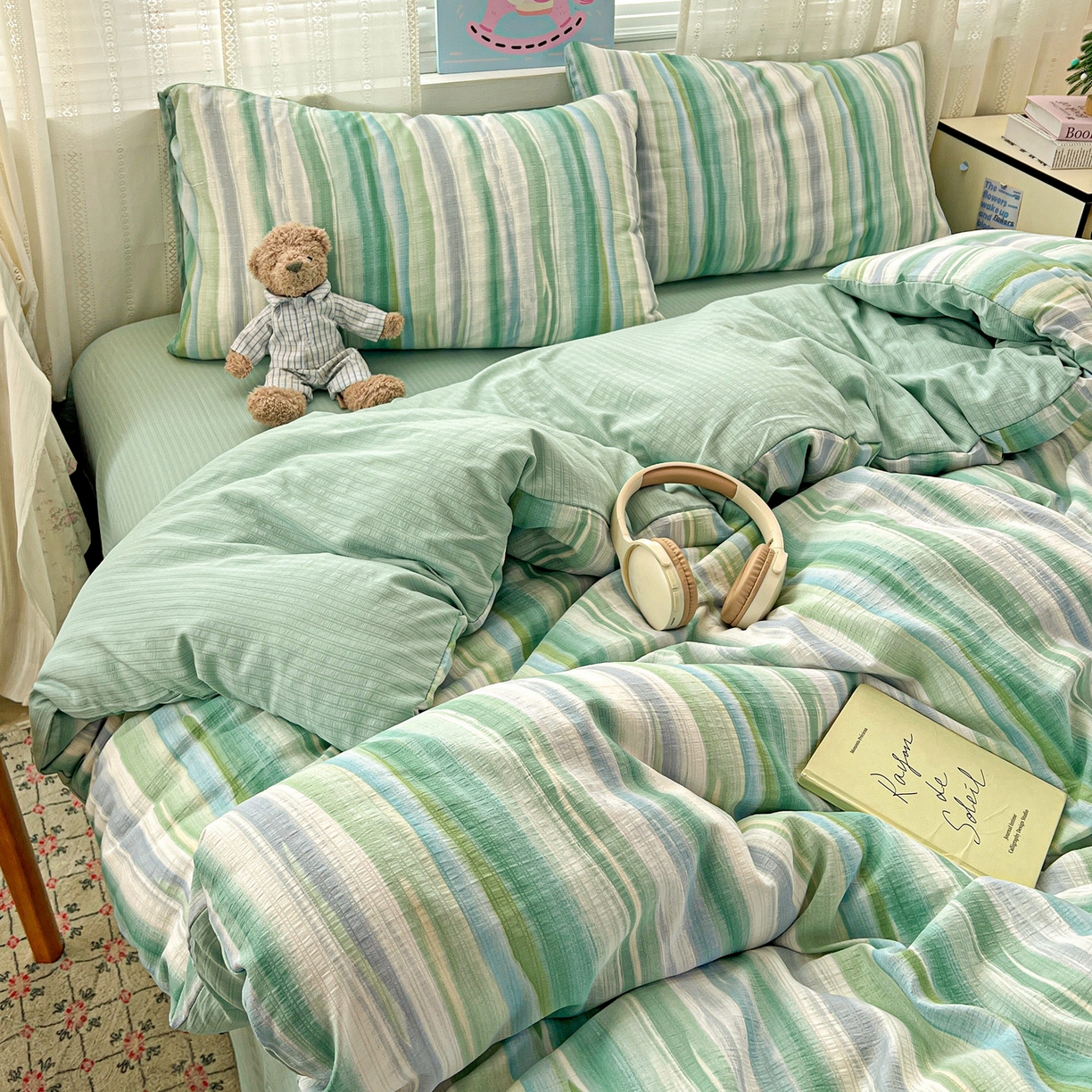 91家纺网 家纺一手货源 找家纺 王朝国际 2026新款A类彩竺棉印花四件套 星极光