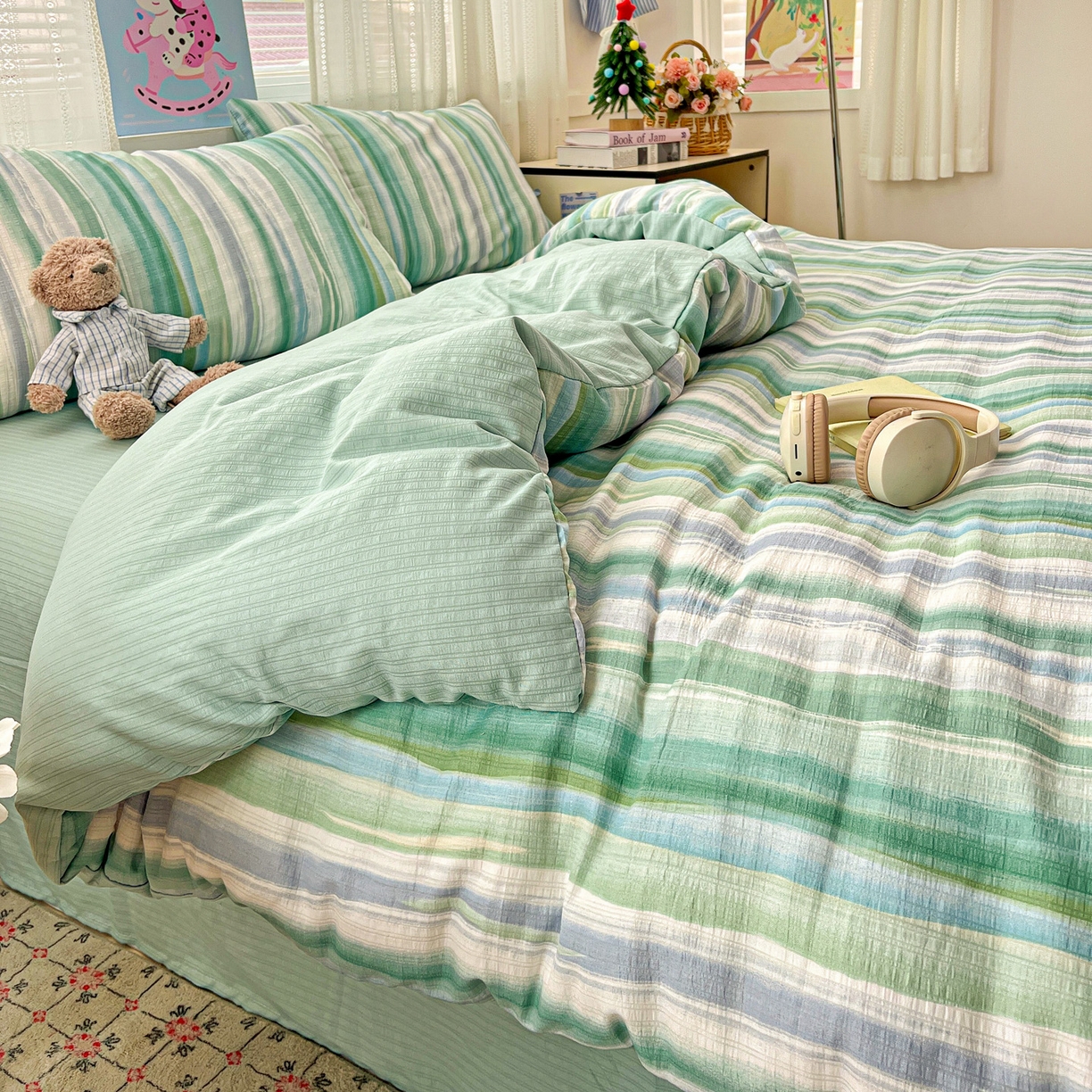 91家纺网 家纺一手货源 找家纺 王朝国际 2026新款A类彩竺棉印花四件套 星极光