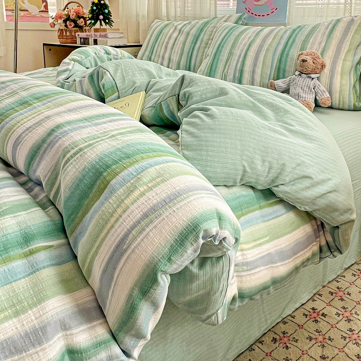 91家纺网 家纺一手货源 找家纺 王朝国际 2026新款A类彩竺棉印花四件套 星极光