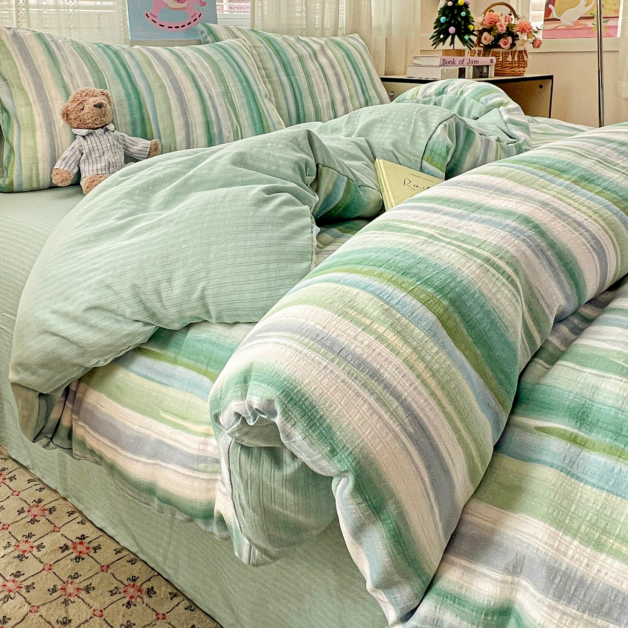 91家纺网 家纺一手货源 找家纺 王朝国际 2026新款A类彩竺棉印花四件套 星极光