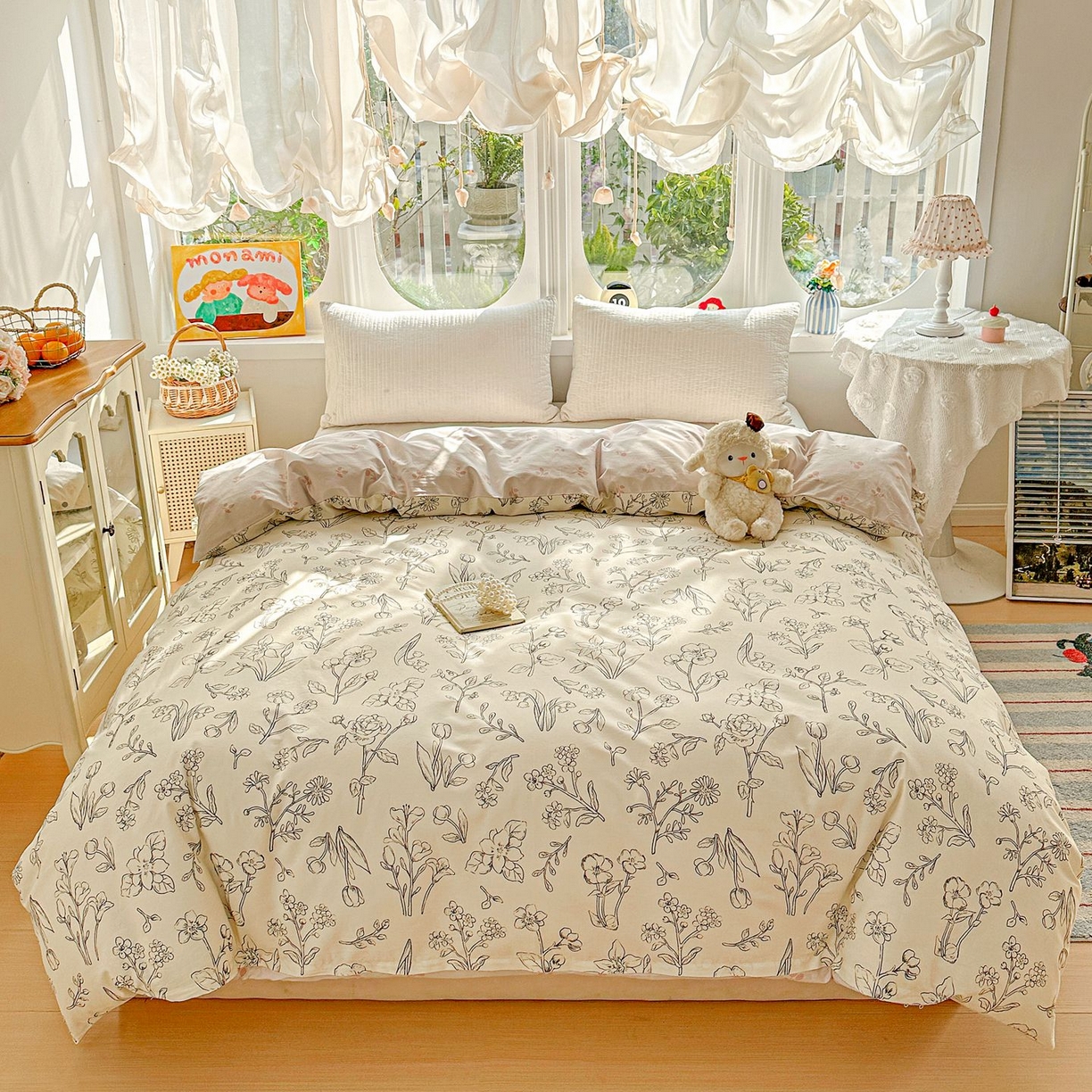 91家纺网 家纺一手货源 找家纺 恩泽家纺 2026新款13372ins全棉印花四件套单品系列-单被套 沫恋