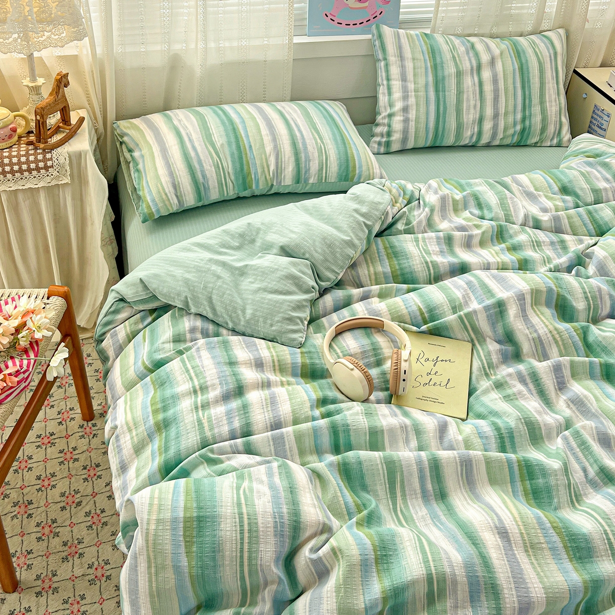 91家纺网 家纺一手货源 找家纺 王朝国际 2026新款A类彩竺棉印花四件套 星极光