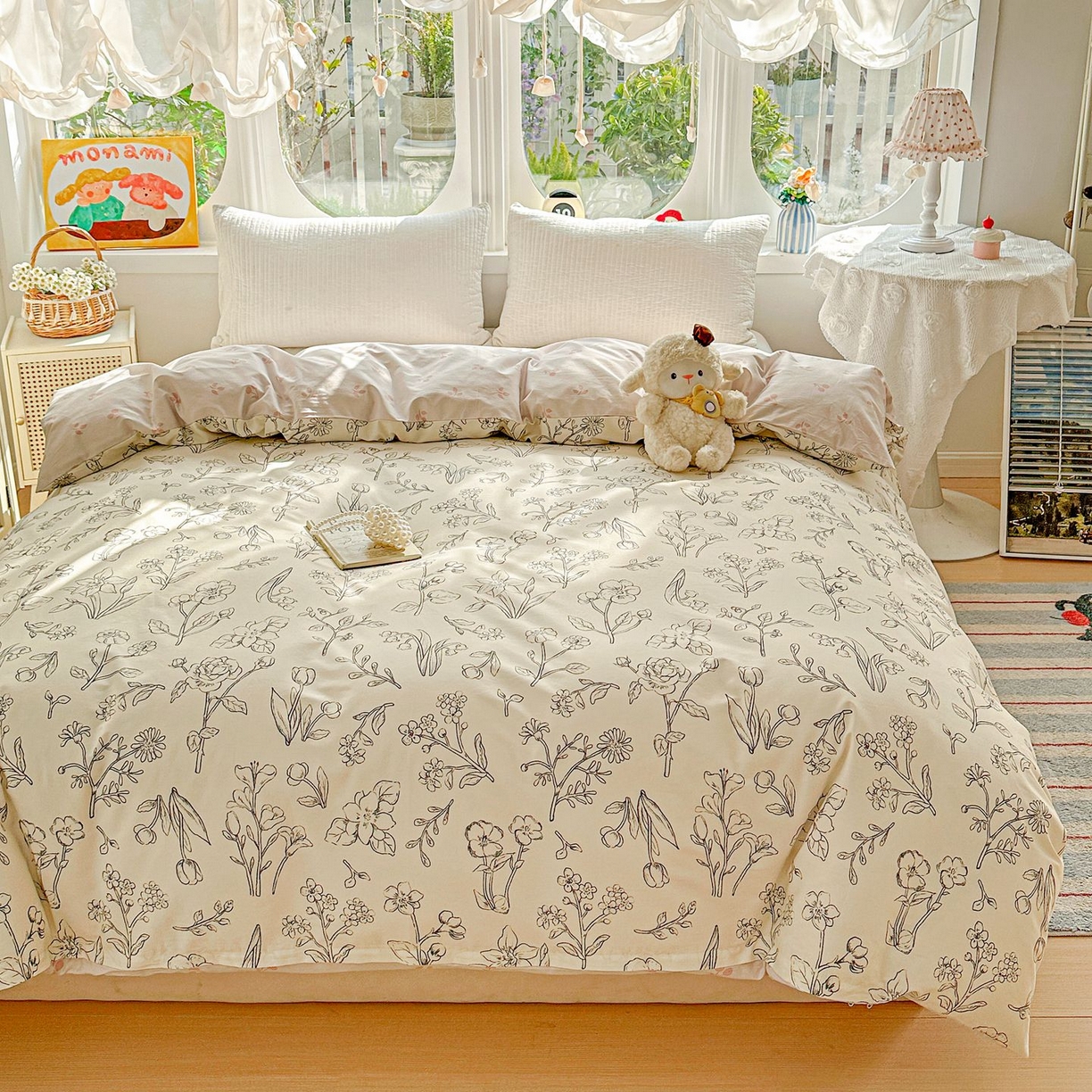 91家纺网 家纺一手货源 找家纺 恩泽家纺 2026新款13372ins全棉印花四件套单品系列-单被套 沫恋