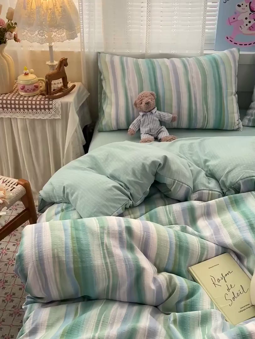 91家纺网 家纺一手货源 找家纺 王朝国际 2026新款A类彩竺棉印花四件套 星极光