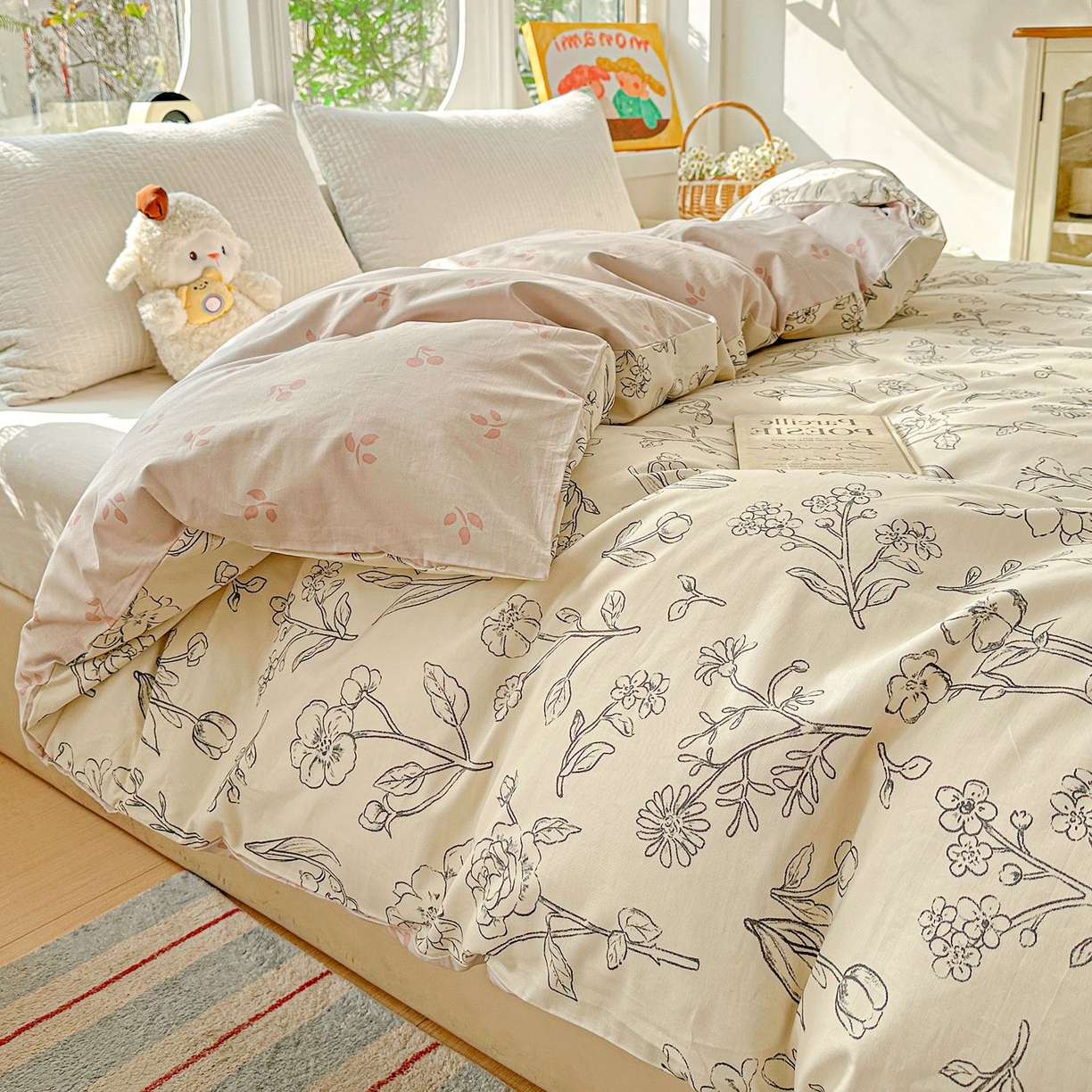 91家纺网 家纺一手货源 找家纺 恩泽家纺 2026新款13372ins全棉印花四件套单品系列-单被套 沫恋