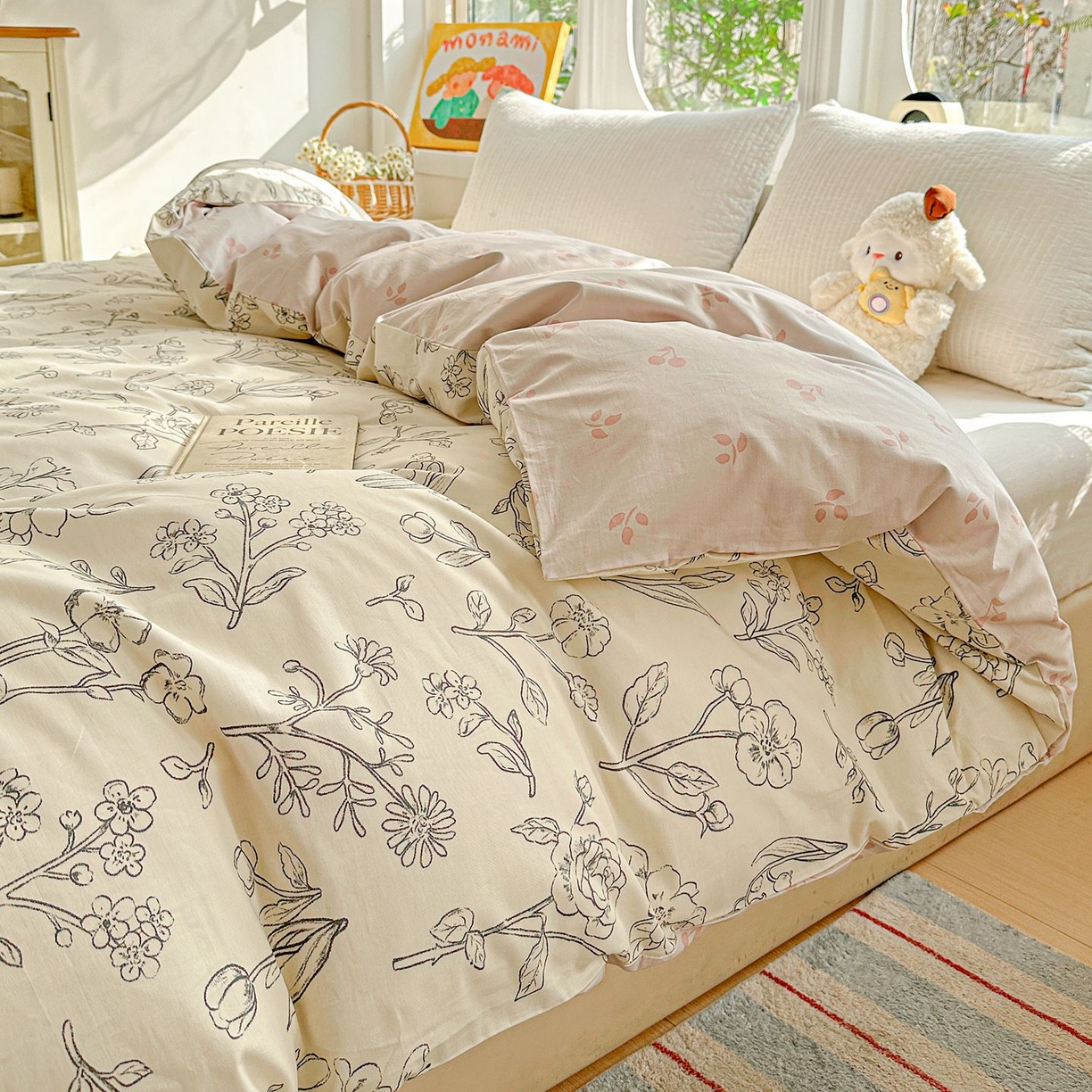 91家纺网 家纺一手货源 找家纺 恩泽家纺 2026新款13372ins全棉印花四件套单品系列-单被套 沫恋