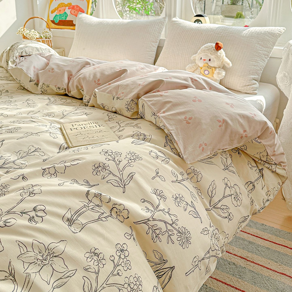 91家纺网 家纺一手货源 找家纺 恩泽家纺 2026新款13372ins全棉印花四件套单品系列-单被套 沫恋