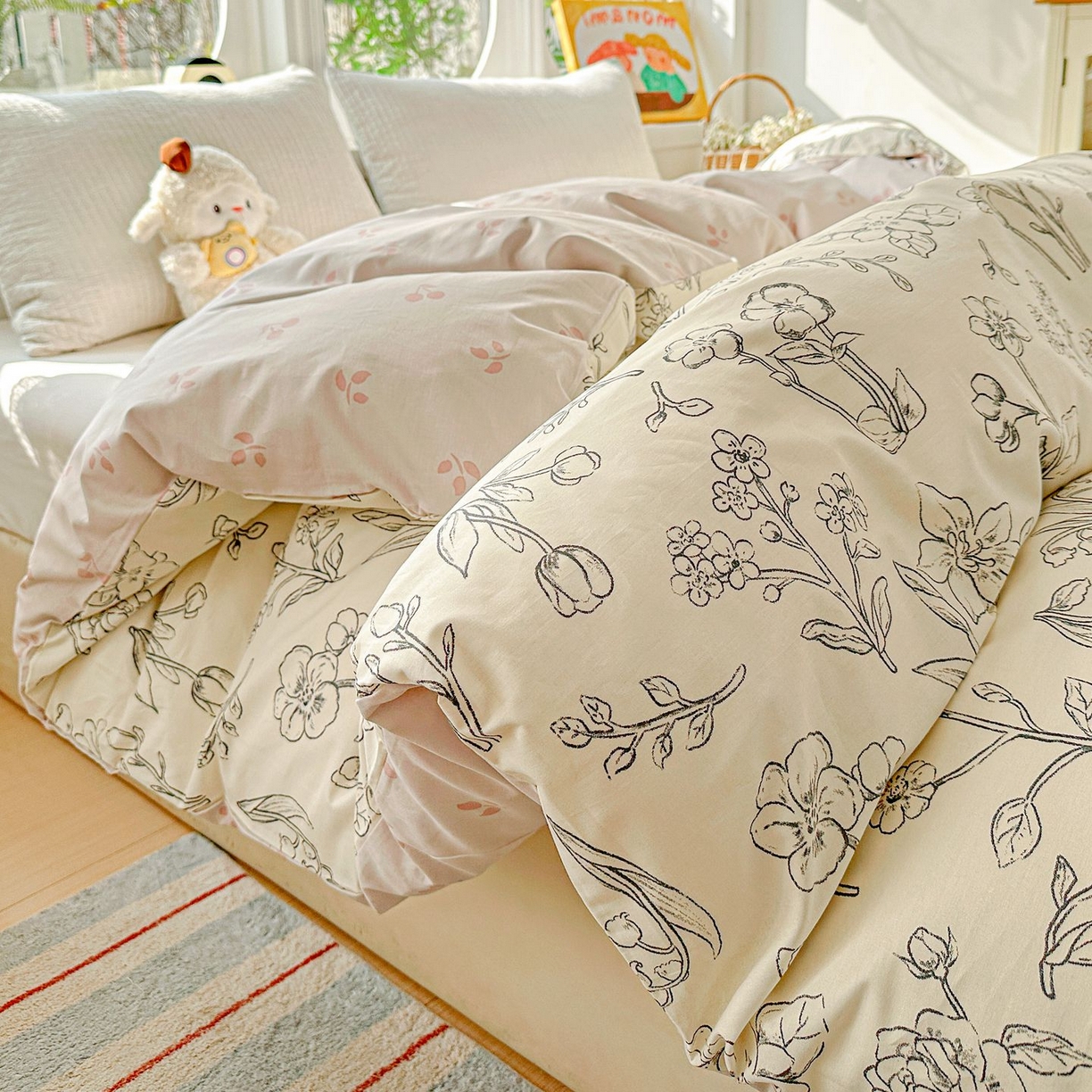 91家纺网 家纺一手货源 找家纺 恩泽家纺 2026新款13372ins全棉印花四件套单品系列-单被套 沫恋