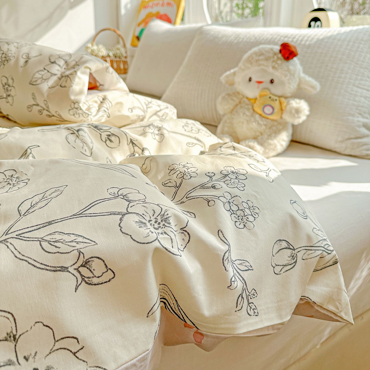 91家纺网 家纺一手货源 找家纺 恩泽家纺 2026新款13372ins全棉印花四件套单品系列-单被套 沫恋