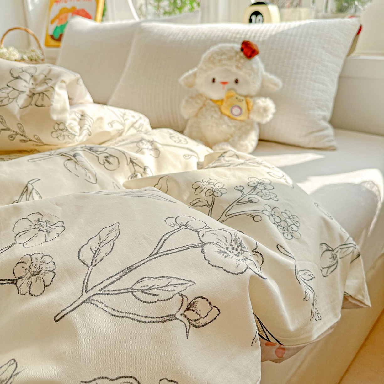 91家纺网 家纺一手货源 找家纺 恩泽家纺 2026新款13372ins全棉印花四件套单品系列-单被套 沫恋