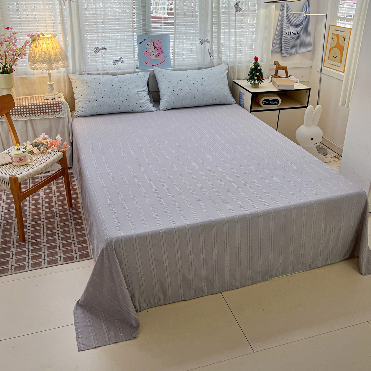 91家纺网 家纺一手货源 找家纺 王朝国际 2026新款A类彩竺棉印花四件套 星空蓝