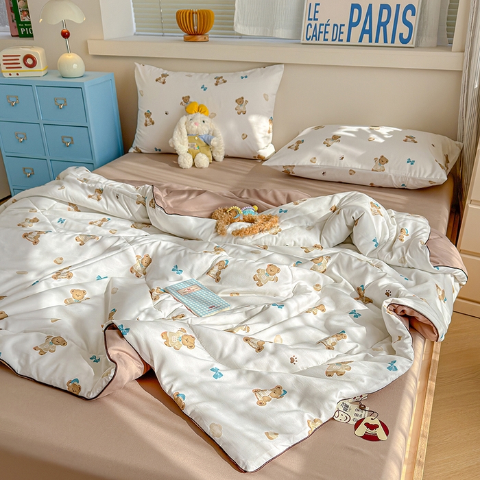 91家纺网 家纺一手货源 找家纺 老帅的工厂店 2026新款A类水洗皱皱纱7A抑菌夏被夏凉被空调被 面包小熊