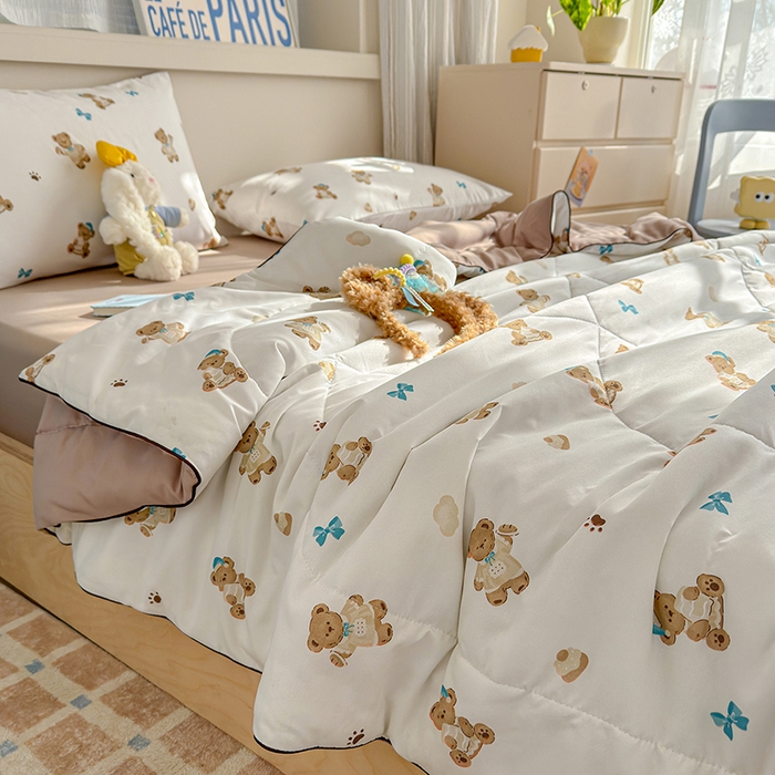 91家纺网 家纺一手货源 找家纺 老帅的工厂店 2026新款A类水洗皱皱纱7A抑菌夏被夏凉被空调被 面包小熊