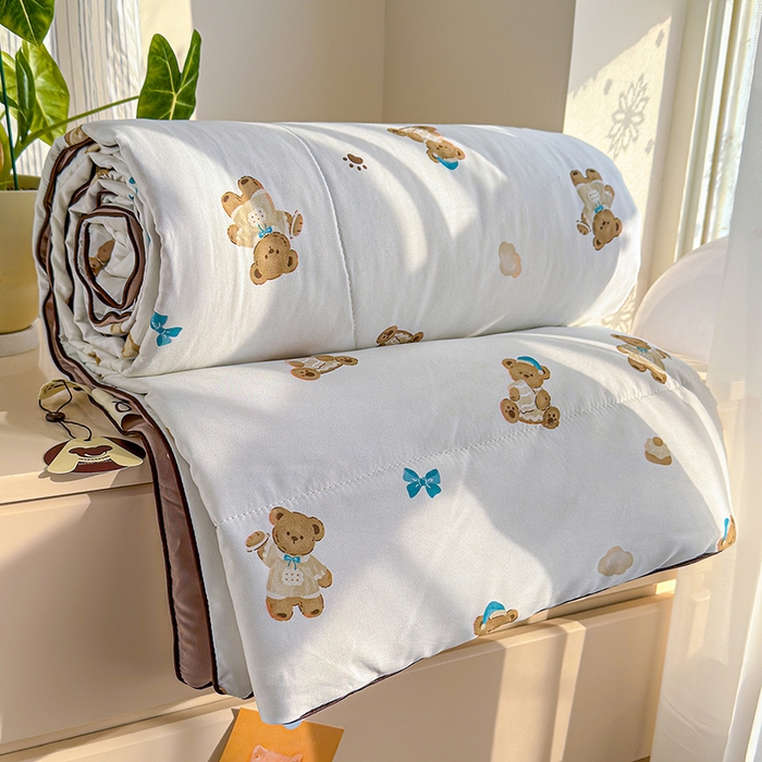 91家纺网 家纺一手货源 找家纺 老帅的工厂店 2026新款A类水洗皱皱纱7A抑菌夏被夏凉被空调被 面包小熊