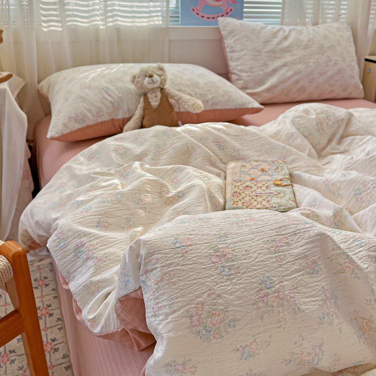 王朝国际 2026新款A类彩竺棉印花四件套 玉海棠