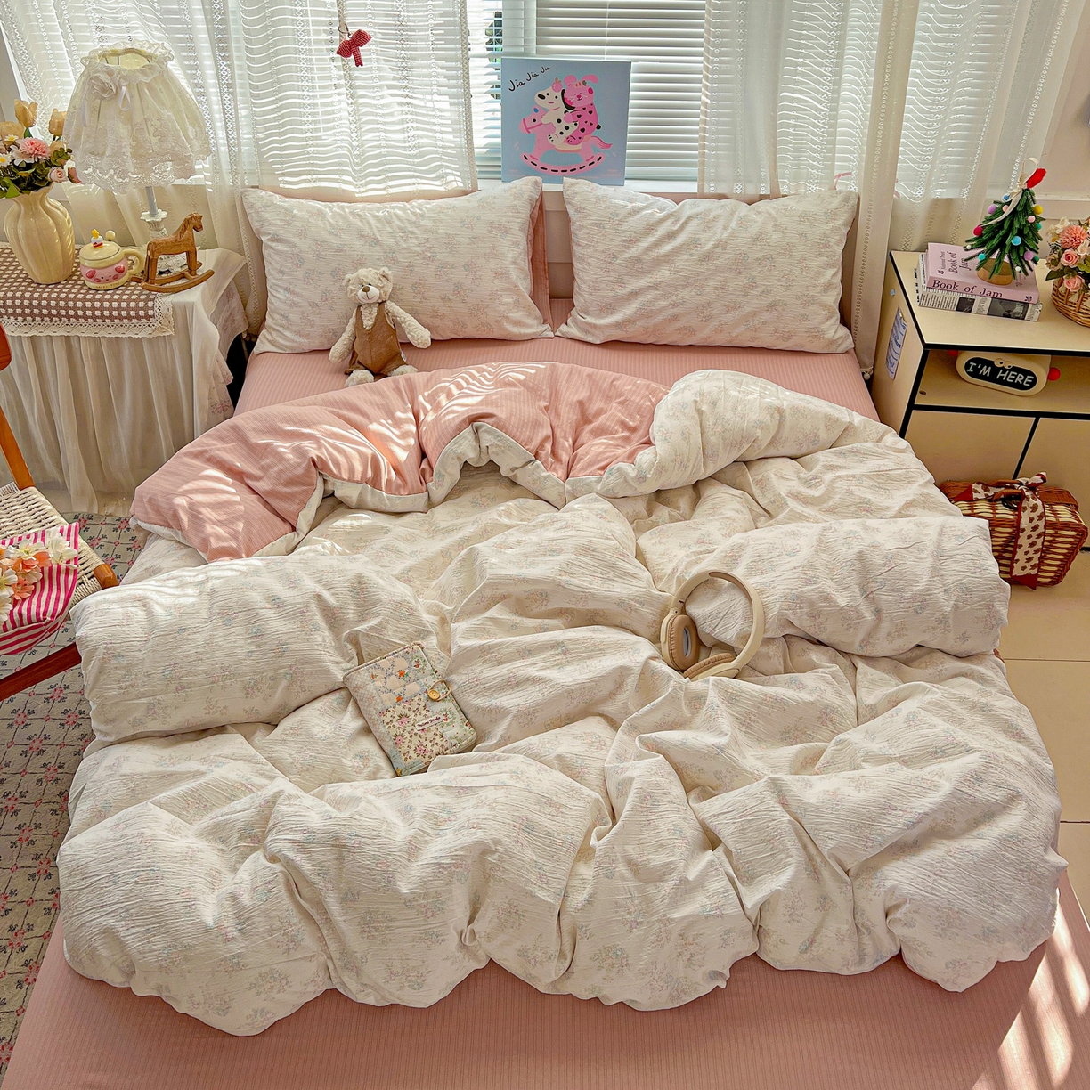 91家纺网 家纺一手货源 找家纺 王朝国际 2026新款A类彩竺棉印花四件套 玉海棠