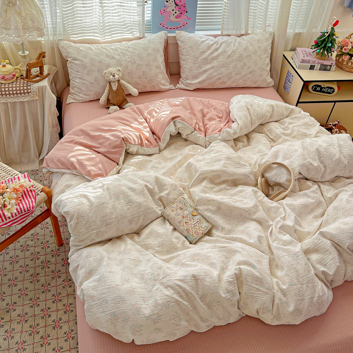 91家纺网 家纺一手货源 找家纺 王朝国际 2026新款A类彩竺棉印花四件套 玉海棠