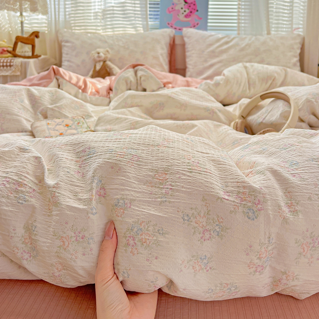 91家纺网 家纺一手货源 找家纺 王朝国际 2026新款A类彩竺棉印花四件套 玉海棠