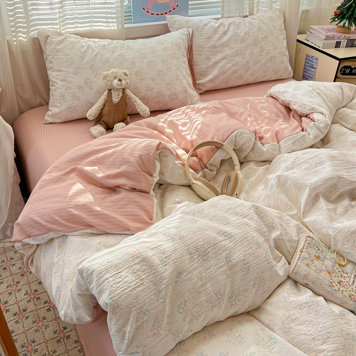 91家纺网 家纺一手货源 找家纺 王朝国际 2026新款A类彩竺棉印花四件套 玉海棠