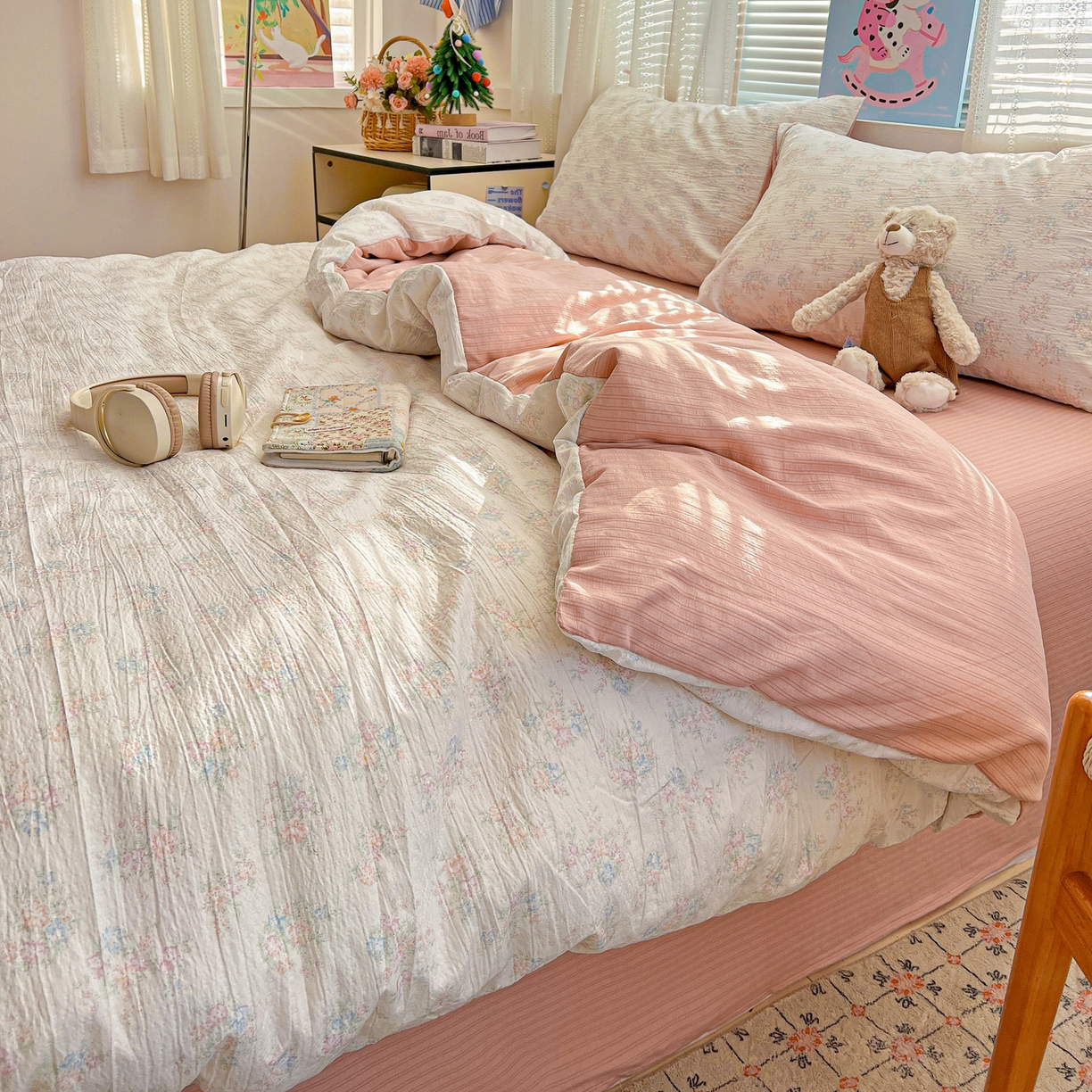 91家纺网 家纺一手货源 找家纺 王朝国际 2026新款A类彩竺棉印花四件套 玉海棠