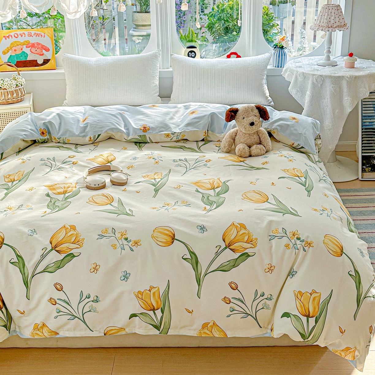 91家纺网 家纺一手货源 找家纺 恩泽家纺 2026新款13372ins全棉印花四件套单品系列-单被套 沐浴暖阳