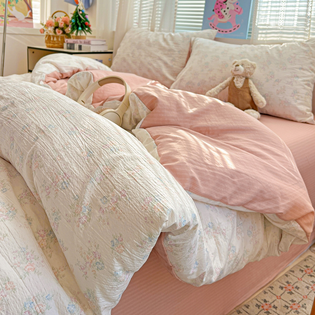 91家纺网 家纺一手货源 找家纺 王朝国际 2026新款A类彩竺棉印花四件套 玉海棠