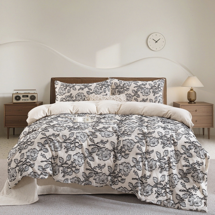 双层纱家居 2026新款梦华录棉麻剪花高奢款四件套 梦华录-灰