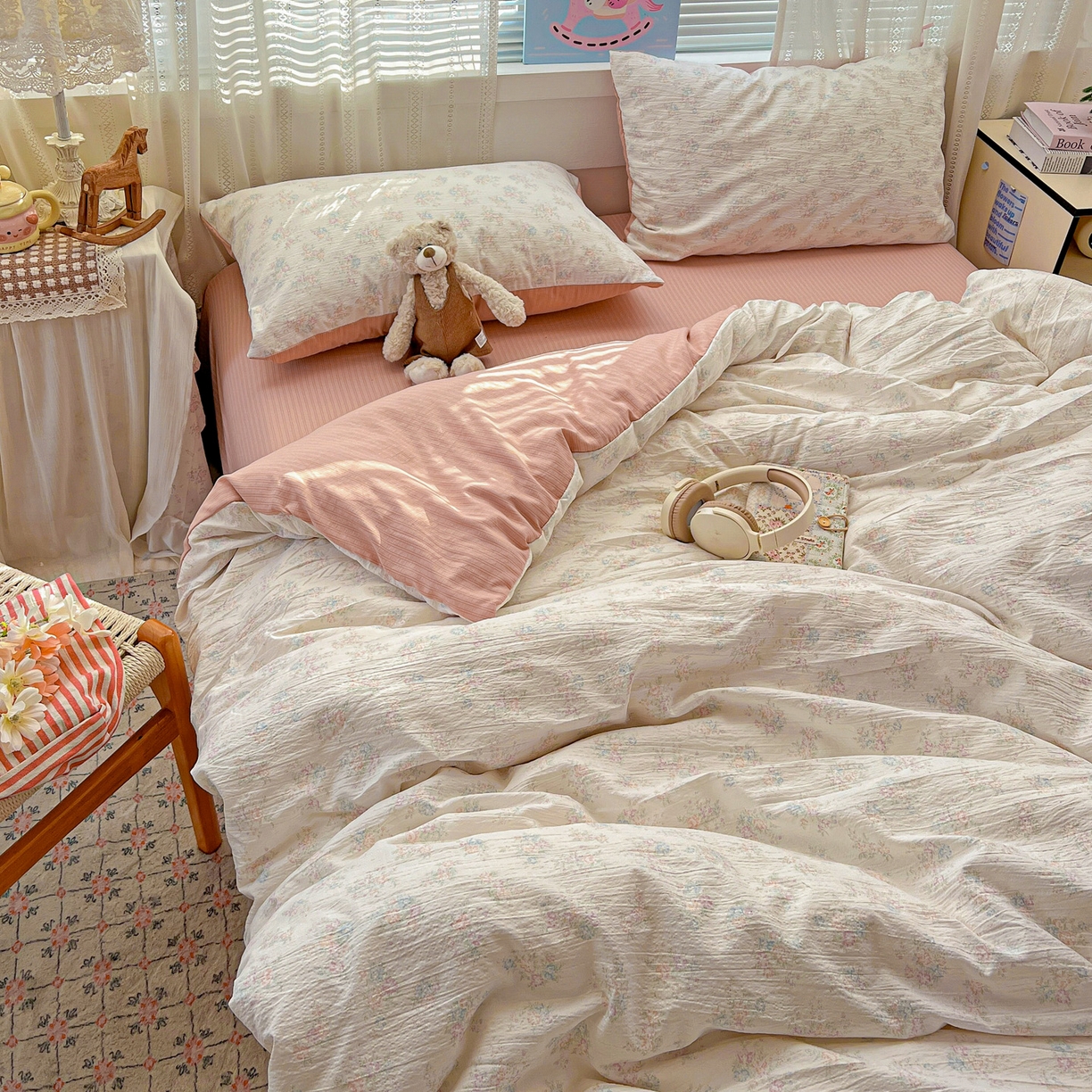 91家纺网 家纺一手货源 找家纺 王朝国际 2026新款A类彩竺棉印花四件套 玉海棠