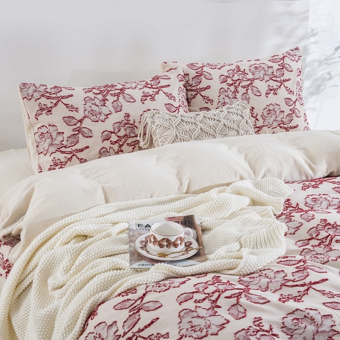 91家纺网 家纺一手货源 找家纺 （总）双层纱家居 2026新款梦华录棉麻剪花高奢款四件套