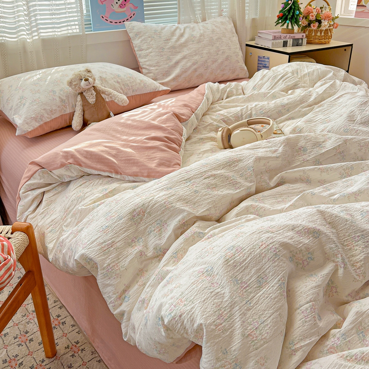 91家纺网 家纺一手货源 找家纺 王朝国际 2026新款A类彩竺棉印花四件套 玉海棠