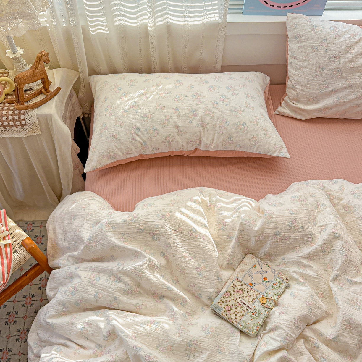 91家纺网 家纺一手货源 找家纺 王朝国际 2026新款A类彩竺棉印花四件套 玉海棠