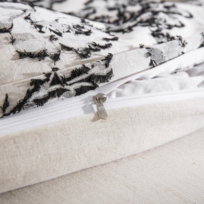 91家纺网 家纺一手货源 找家纺 双层纱家居 2026新款梦华录棉麻剪花高奢款四件套 梦华录-灰