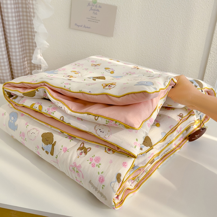 91家纺网 家纺一手货源 找家纺 老帅的工厂店 2026新款A类水洗皱皱纱7A抑菌夏被夏凉被空调被 奶芙汪汪