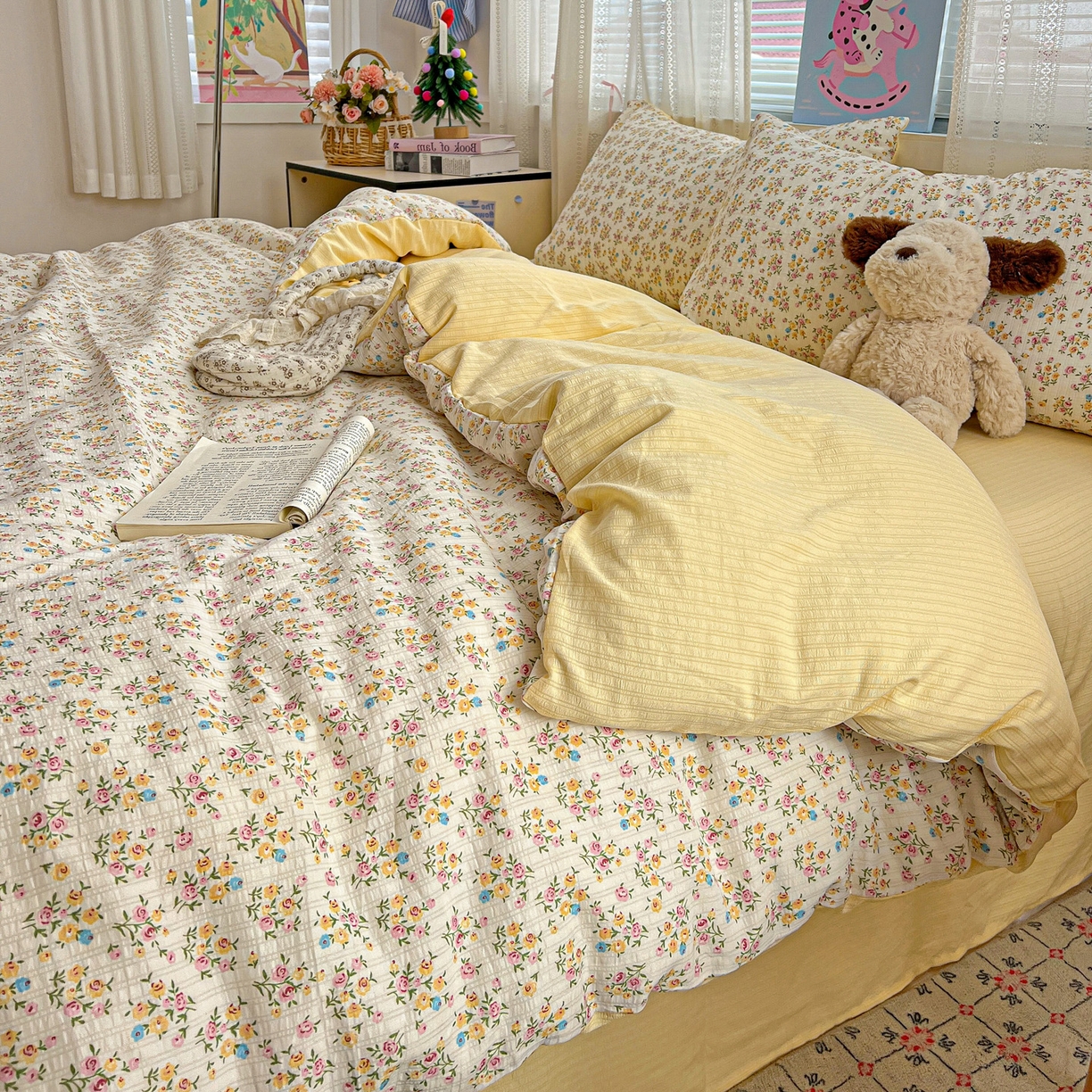 91家纺网 家纺一手货源 找家纺 王朝国际 2026新款A类彩竺棉印花四件套 月光女神