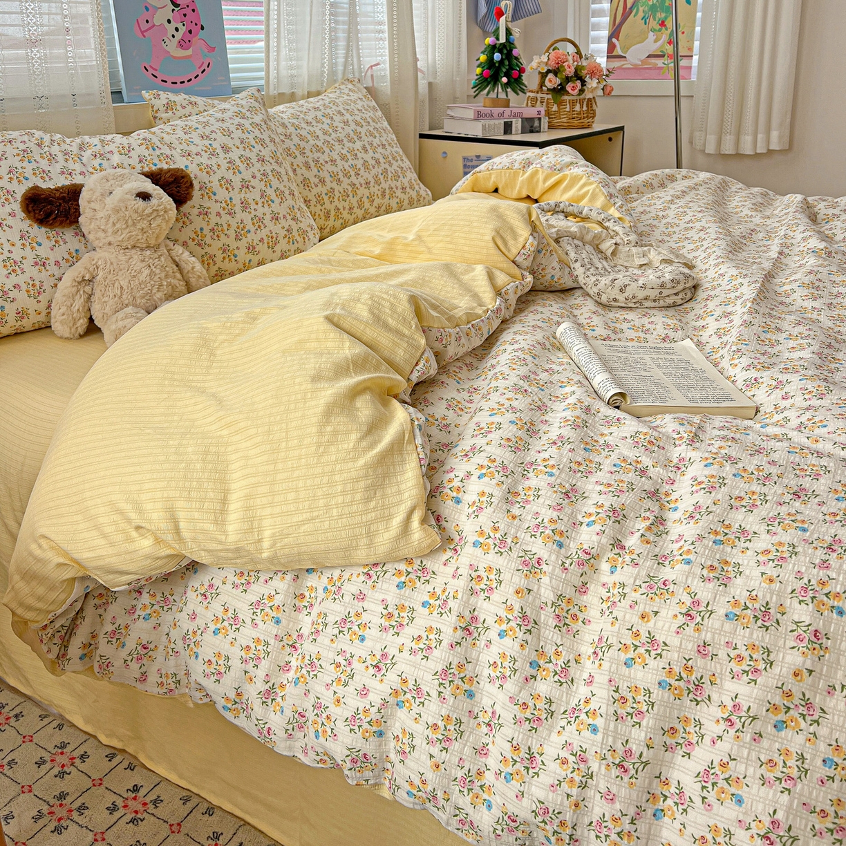 91家纺网 家纺一手货源 找家纺 王朝国际 2026新款A类彩竺棉印花四件套 月光女神