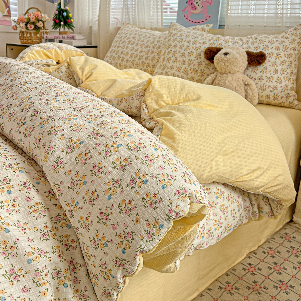 91家纺网 家纺一手货源 找家纺 王朝国际 2026新款A类彩竺棉印花四件套 月光女神