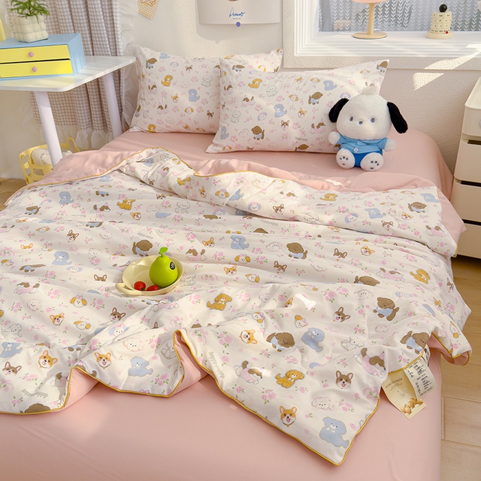 91家纺网 家纺一手货源 找家纺 老帅的工厂店 2026新款A类水洗皱皱纱7A抑菌夏被夏凉被空调被 奶芙汪汪