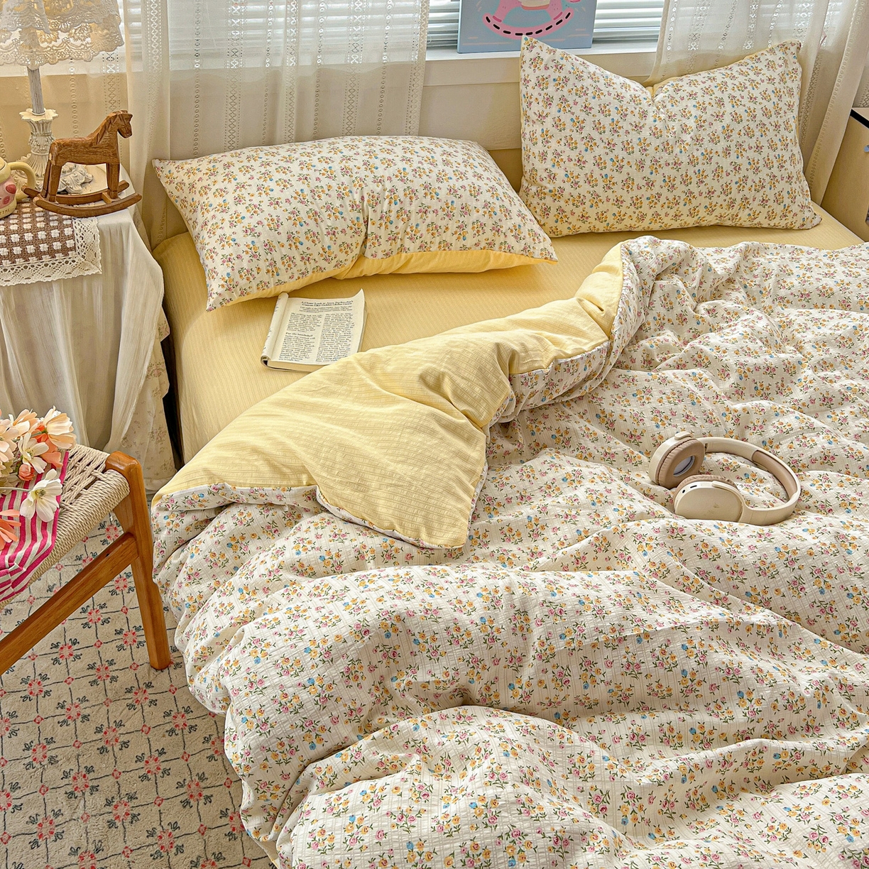 91家纺网 家纺一手货源 找家纺 王朝国际 2026新款A类彩竺棉印花四件套 月光女神