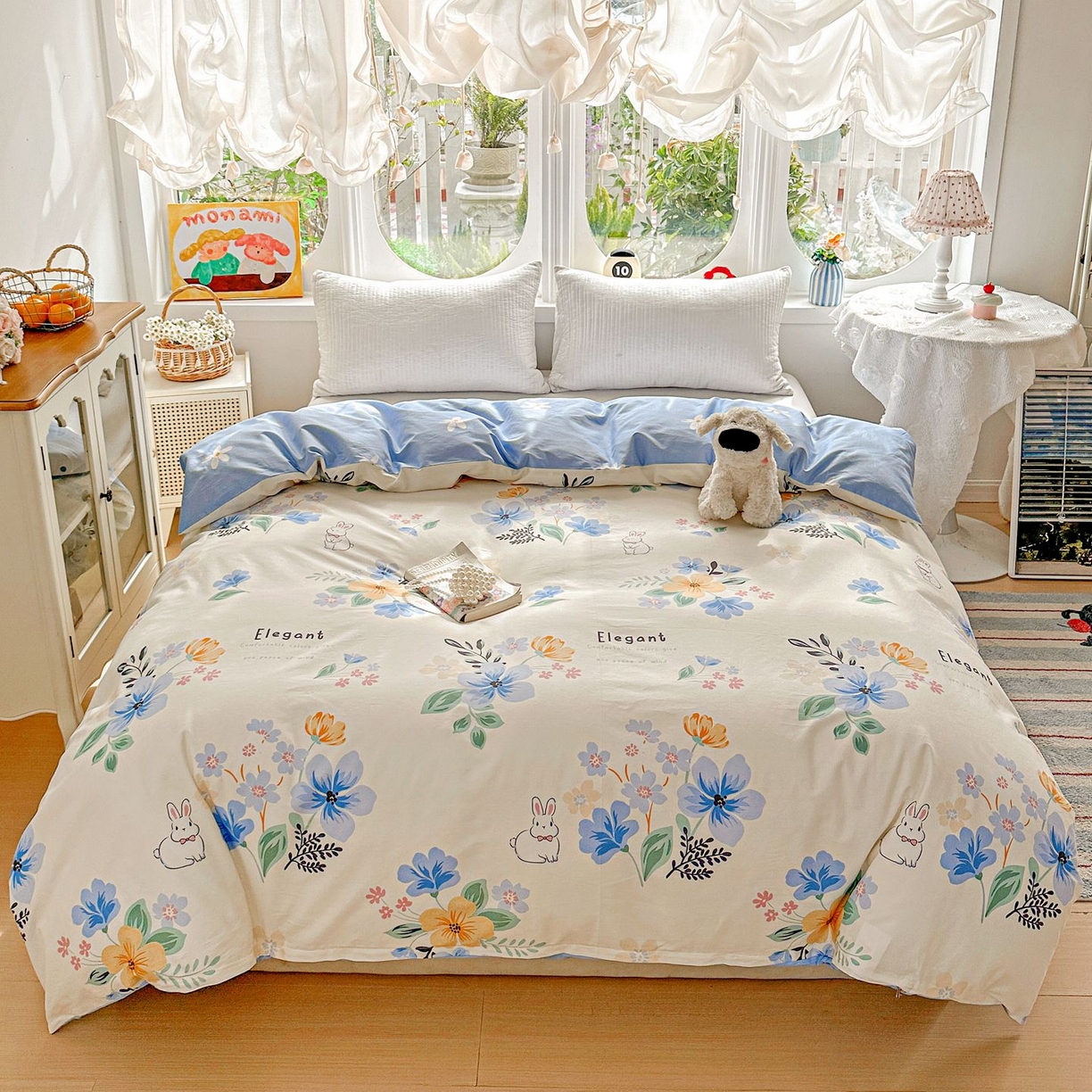 91家纺网 家纺一手货源 找家纺 恩泽家纺 2026新款13372ins全棉印花四件套单品系列-单被套 若薇