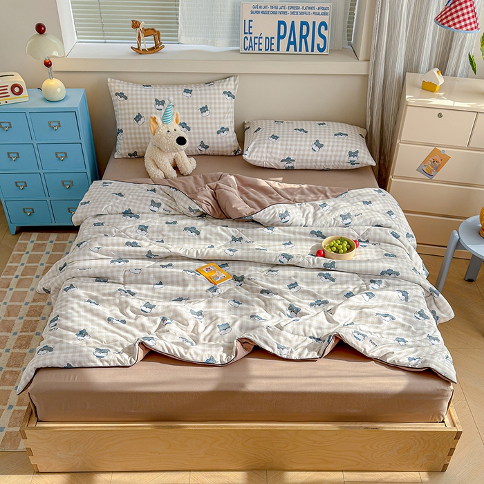 91家纺网 家纺一手货源 找家纺 老帅的工厂店 2026新款A类水洗皱皱纱7A抑菌夏被夏凉被空调被 皮皮狗